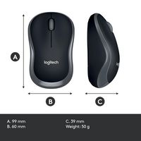 Logitech Wireless Mouse M185, RF Wireless, Alkaline, Grey - W124638565