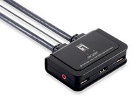 LevelOne 2-Port Cable KVM Switch, HDMI, USB, 1920 x 1200px, 1.2m - W124560218