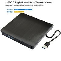 CoreParts DVD RW External Drive for DVD+R and DVD-R with SATA interface USB3.0 Single cable for both power and data, Black Color - W126449258