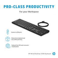 HP 320K WD KEYBOARD EUROPE 320K, Full-size (100%), USB, Used for all EU countries - W126475321