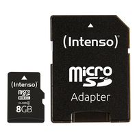 Intenso 8GB Micro SDHC + SD adapter - W124909100