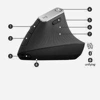 Logitech MX Vertical Advanced Ergonimic Mouse, RF + Bluetooth + USB-C - W124738823