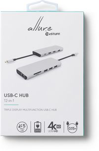 eSTUFF 12-in-1 Triple Display Multifunction USB-C Hub - W125805000