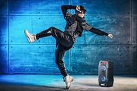 Sharp SHARP PS-929 180W High Power Portable Party Speaker Hi-Fi System with Built in Rechargeable Battery, Flashing Disco Lights & Strobe, TWS, Bluetooth, USB, Aux & Microphone – Black - W125938282