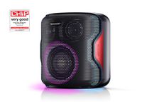 Sharp 2.1 Portable Bluetooth Party Speaker, 130 W, IPX5 waterproof, TWS to pair 2 units together, 14 h play time with built-in battery, LED flash light, Black - W125938285