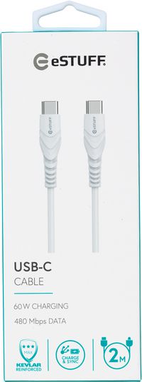 eSTUFF USB-C - C Cable 2,0m White - W126291042