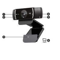 Logitech C922 Pro HD Stream Webcam, 1080p/30fps, 720p/60fps, H.264, Tripod, 162 g - W124882254