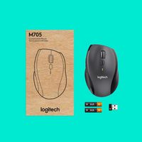 Logitech Marathon M705 Wireless Mouse, RF Wireless, Alkaline, Charcoal - W125871287