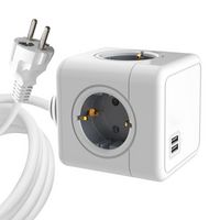 MicroConnect 4 way Schuko, 2 USB ports power cube with 1,5m cable, white - W126986102