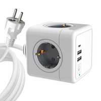 MicroConnect 4 way Schuko, 2 USB A ports, 1 USB-C port, power cube with 1,5m cable, white - W126986103