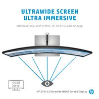 HP 86.4cm (34") UltraWide Quad HD 3440 x 1440 VA, 21:9, 350cd/m², 16.78M, 8ms, 178°/178°, 1000:1 - W126609828