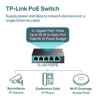 TP-Link 5-Port Gigabit Easy Smart PoE Switch with 4-Port PoE+ - W127061028
