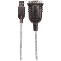 Manhattan USB to Serial Converter cable, 45cm, Serial/RS232/COM/DB9, Prolific PL-2303RA Chip, Black/Silver cable, Polybag - W124584950