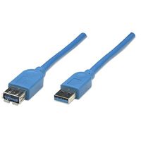 Manhattan USB 3.0 Extension Cable, USB-A to USB-A, Male to Female, 2m, Blue, Polybag - W124308827