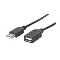 Manhattan USB 2.0 Extension Cable, USB-A to USB-A, Male to Female, 1.8m, Black, Polybag - W125208847