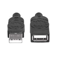 Manhattan USB 2.0 Extension Cable, USB-A to USB-A, Male to Female, 1.8m, Black, Polybag - W125208847