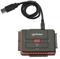 Manhattan USB 2.0 to SATA/IDE Adapter, 3-in-1 with One-Touch Backup, 1.5m cable, Black (Euro 2-pin plug) - W125003290