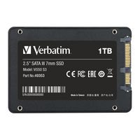 Verbatim 2.5", SATA III, 7mm, 560 MB/s, 1TB - W125660300