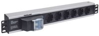 Intellinet 19" 1.5U Rackmount 6-Way Power Strip - German Type", With Double Air Switch, No Surge Protection, 1.6M Power Cord (Euro 2-Pin Plug) - W128253700