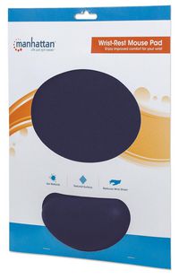 Manhattan Wrist Gel Support Pad And Mouse Mat, Blue, 241 x 203 x 40 Mm, Non Slip Base, Lifetime Warranty, Card Retail Packaging - W128267071