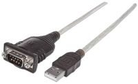 Manhattan Usb-A To Serial Converter Cable, 1.8M, Male To Male, Serial/Rs232/Com/Db9, Prolific Pl-2303Ra Chip, Black/Silver Cable, Three Years Warranty, Polybag - W128267215