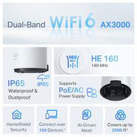 TP-Link Decox50Outdoor1P Mesh Wi-Fi System Dual-Band (2.4 Ghz / 5 Ghz) Wi-Fi 6 (802.11Ax) White 1 Internal - W128280219