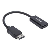 Manhattan Displayport 1.1 To Hdmi Adapter Cable, 1080P@60Hz, Male To Female, Black, Dp With Latch, Not Bi-Directional, Three Year Warranty, Polybag - W128287282