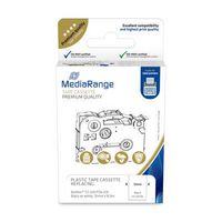 MediaRange Plastic Tape Cassette, For Label Printers Using Brother Tz-231/Tze-231, Permanent Adhesive, 12Mm, 8M, Laminated, Black On White - W128288578