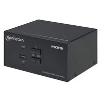 Manhattan Hdmi Kvm Switch 2-Port, 4K@30Hz, Usb-A/3.5Mm Audio/Mic Connections, Cables Included, Audio Support, Control 2X Computers From One Pc/Mouse/Screen, Usb Powered, Black, Three Year Warranty, Boxed - W128290832