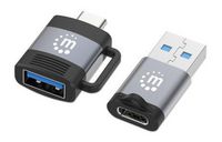Manhattan 2-Piece Set: Usb-C To Usb-A And Usb-A To Usb-C Adapters, Male/Female Conversions, 5 Gbps (Usb 3.2 Gen1 Aka Usb 3.0), Superspeed Usb, Black/Silver, Lifetime Warranty, Polybag - W128292028
