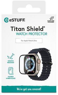 eSTUFF Titan Shield Flexible Hybrid Glass Screen Protector for Apple Watch Ultra - Clear/Black - W127249573