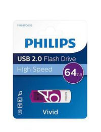 Philips Fm64Fd05B Usb Flash Drive 64 Gb Usb Type-A 2.0 Purple, White - W128329581