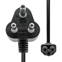 ProXtend Angled Type D (India) to C5 Power Cord Black 2m. Cable length: 2 m, Connector 1: Power plug type D, Connector 2: C5 coupler, Cable type: H05VV-F. Input voltage: 250 V, Input current: 16 A - W128366411