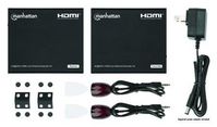 Manhattan 4K Hdmi Over Ethernet Extender Kit, Extends 4K@60Hz Signal Up To 70M With A Single Cat6 Ethernet Cable, Transmitter And Receiver, Power Over Cable (Poc), Black, Three Year Warranty, Box - W128292029