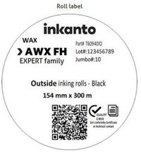 ARMOR Thermal Transfer Ribbon, WAX, AWX FH, Black, 154x300, Inking: Outside, 5 rolls/box - W128432796