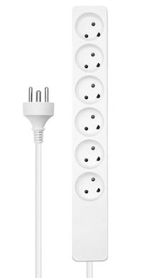 MicroConnect Danish Power Strip 6-way White 1m cable - W128444233