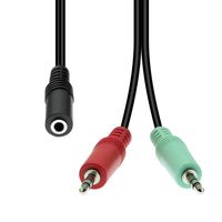 ProXtend Mini-Jack 4-Pin to 2x 3-Pin Cable F-M Black 40cm - W128365921
