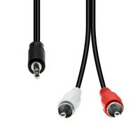 ProXtend Mini-Jack 3-Pin to 2 x RCA Cable M-M Black 0.5M - W128365909