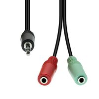 ProXtend Mini-Jack 4-Pin to 2x 3-Pin Cable M-F Black 30cm - W128365951