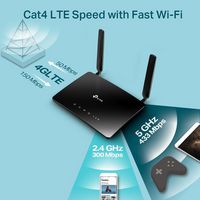 TP-Link AC750 Wireless Dual Band 4G LTE Router, 3x 10/100Mbps LAN, 1x 10/100Mbps LAN/WAN, 1x SIM Card, 3G/4G, 802.11ac/a/b/g/n, 433Mbps 5GHz + 300Mbps 2.4GHz - W124645387