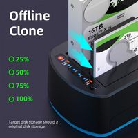 CoreParts USB3.0 dual bay HDD clone docking station with RGB gaming design. With Cloner and Docking Function - W128445317