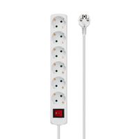 MicroConnect 6-way schuko socket, 3m, White - W125155113