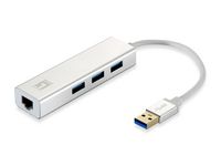 LevelOne USB 3.0, 1 x 10/100/1000 LAN, 3 x USB 3.0 A, IPv4/IPv6, Silver - W124491120
