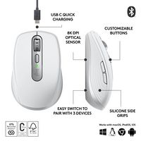 Logitech Mx Anywhere 3S Mouse Right-Hand Rf Wireless + Bluetooth Laser 8000 Dpi - W128443436
