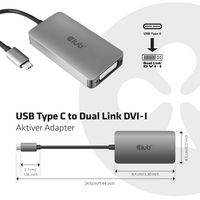 Club3D Usb3.2 Gen1 Type-C To Dual Link Dvi-D Hdcp On Version Active Adapter M/F - W128559471