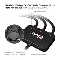 Club3D Usb Type C + Hdmi™ + Minidisplayport™ 1.2 To Hdmi™ 4K60Hz Hdr M/M Active Adapter 32Awg - W128559616