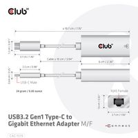 Club3D Usb3.2 Gen1 Type-C To Gigabit Ethernet Adapter M/F - W128560142