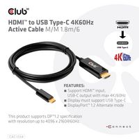 Club3D Hdmi To Usb Type-C 4K60Hz Active Cable M/M 1.8M/6 Ft - W128560721