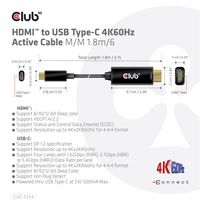 Club3D Hdmi To Usb Type-C 4K60Hz Active Cable M/M 1.8M/6 Ft - W128560721
