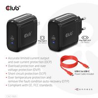 Club3D Travel Charger 65W Gan Technology, Single Port Usb Type-C, Power Delivery(Pd) 3.0 Support - W128561405